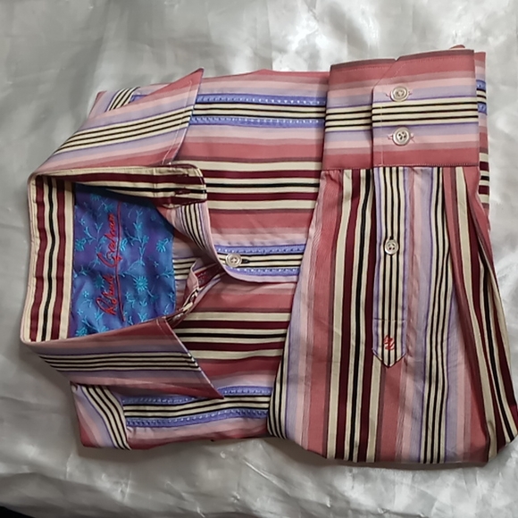 Robert Graham Stripped Pink, Purple, Red, Ivory Long-Sleeved - Picture 3 of 9